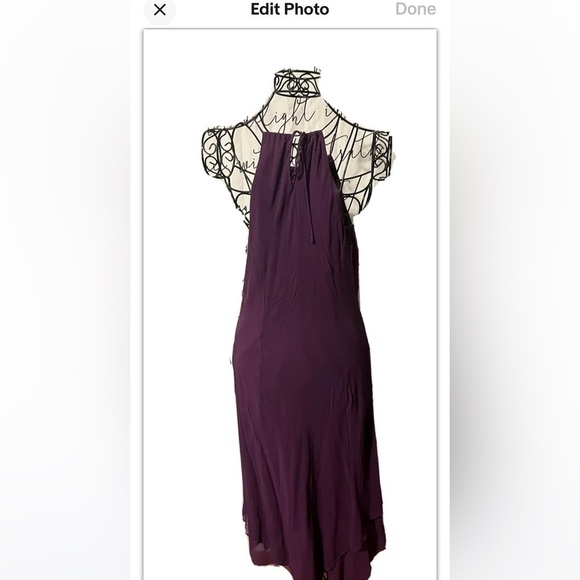 Signature by Sangria 100% Silk Sz6 Dress Burgundy Pull On Sheer Lined Silhouette - Picture 3 of 10